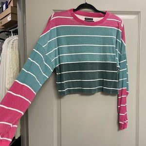 Urban Outfitters Striped Long Sleeve Crop Top
